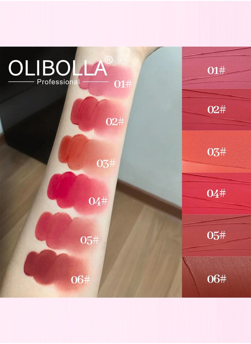 OLIBOLLA - Lip & Cheek Blurry Pudding Pot with Silicone lip brush, Multi-Purpose Velvet Matte Cream for Buildable Color, Lightweight Formula for Lasting Look & Concealing Lip Lines - Image 1
