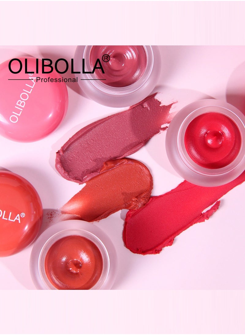 OLIBOLLA - Lip & Cheek Blurry Pudding Pot with Silicone lip brush, Multi-Purpose Velvet Matte Cream for Buildable Color, Lightweight Formula for Lasting Look & Concealing Lip Lines - Image 1