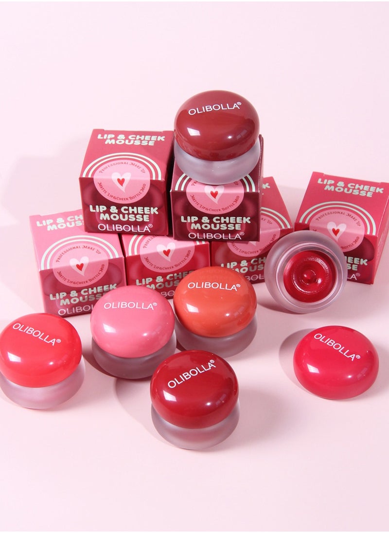 OLIBOLLA - Lip & Cheek Blurry Pudding Pot with Silicone lip brush, Multi-Purpose Velvet Matte Cream for Buildable Color, Lightweight Formula for Lasting Look & Concealing Lip Lines - Image 1