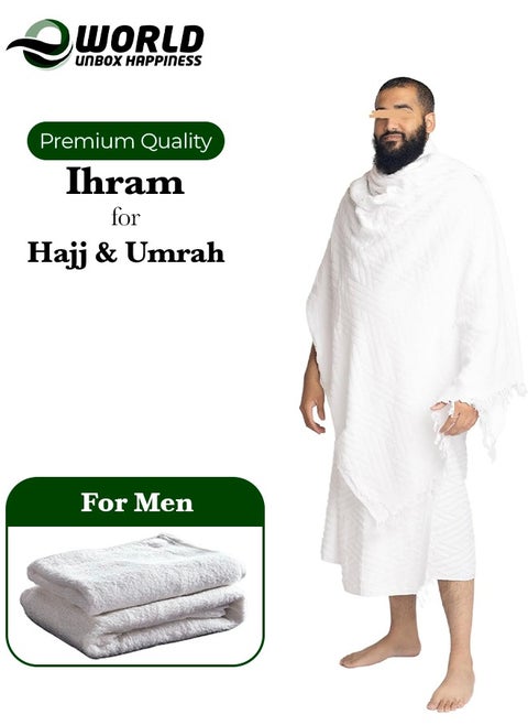 Men's Ihram for Hajj and Umrah, Ultra Soft, Sweat Absorbent, Fully Opaque 2 Piece Ihram Set for Maximum Comfort