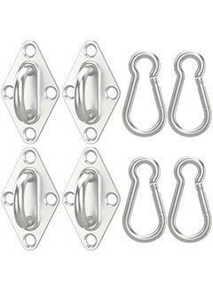 Arabest Set of 8 3.2 Inch Stainless Steel Pad Eye Plate Hook and 3 Inch Snap Hook with Screws for Ceiling Suspension, Marine Applications  - Image 1