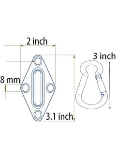 Arabest Set of 8 3.2 Inch Stainless Steel Pad Eye Plate Hook and 3 Inch Snap Hook with Screws for Ceiling Suspension, Marine Applications  - Image 3