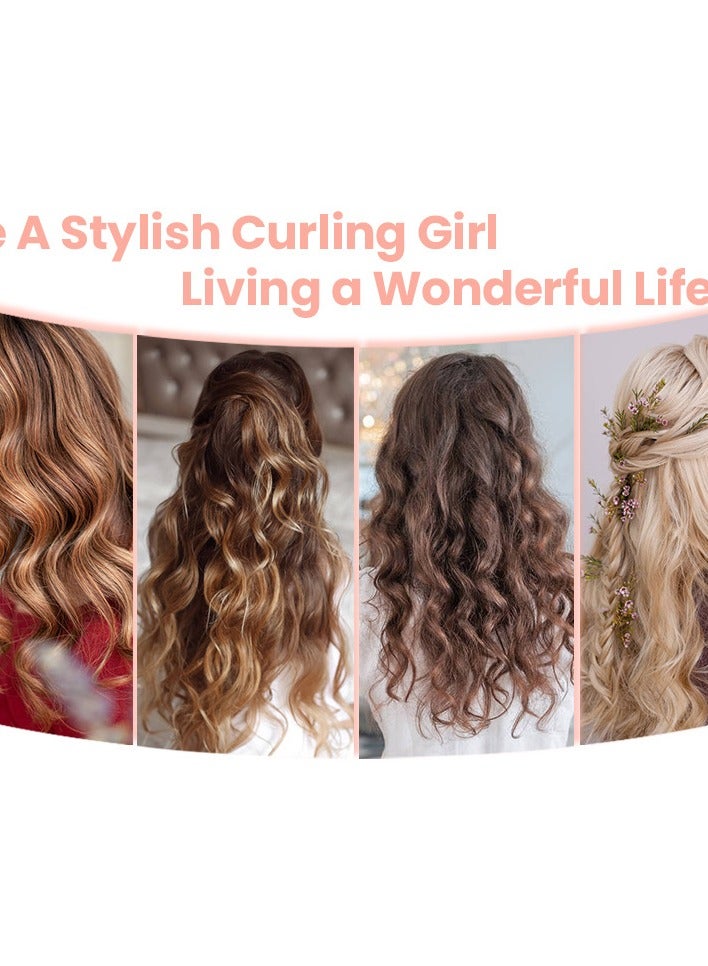Generic Heatless Curling Wand (Set of 3) – Soft Velvet Curling Bands with Elastic Hooks for Damage-Free Natural Waves and Curls, Suitable for All Hair Types – Pink - Image 5