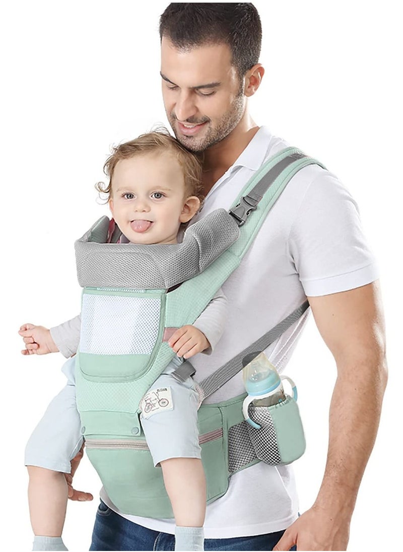 Y&D - Baby Carrier Ergonomic Infant with Hip Seat Kangaroo Bag Soft Newborn to Toddler 7-66lbs Front and Back Holder for Men Dad Mom - Image 1