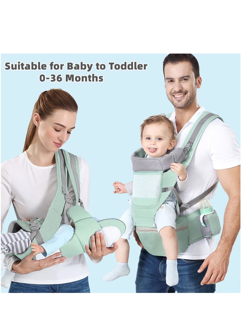 Y&D - Baby Carrier Ergonomic Infant with Hip Seat Kangaroo Bag Soft Newborn to Toddler 7-66lbs Front and Back Holder for Men Dad Mom - Image 1