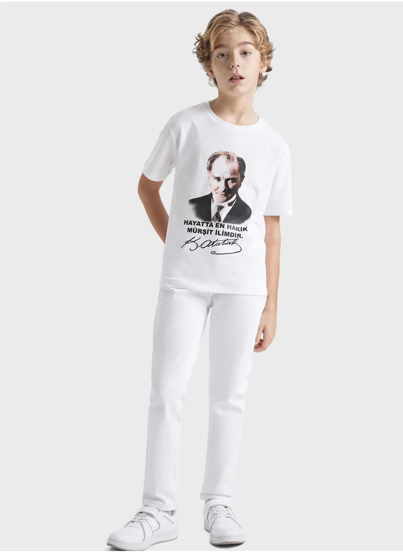 DeFacto Boy Straight Fit Straight Leg White Jeans