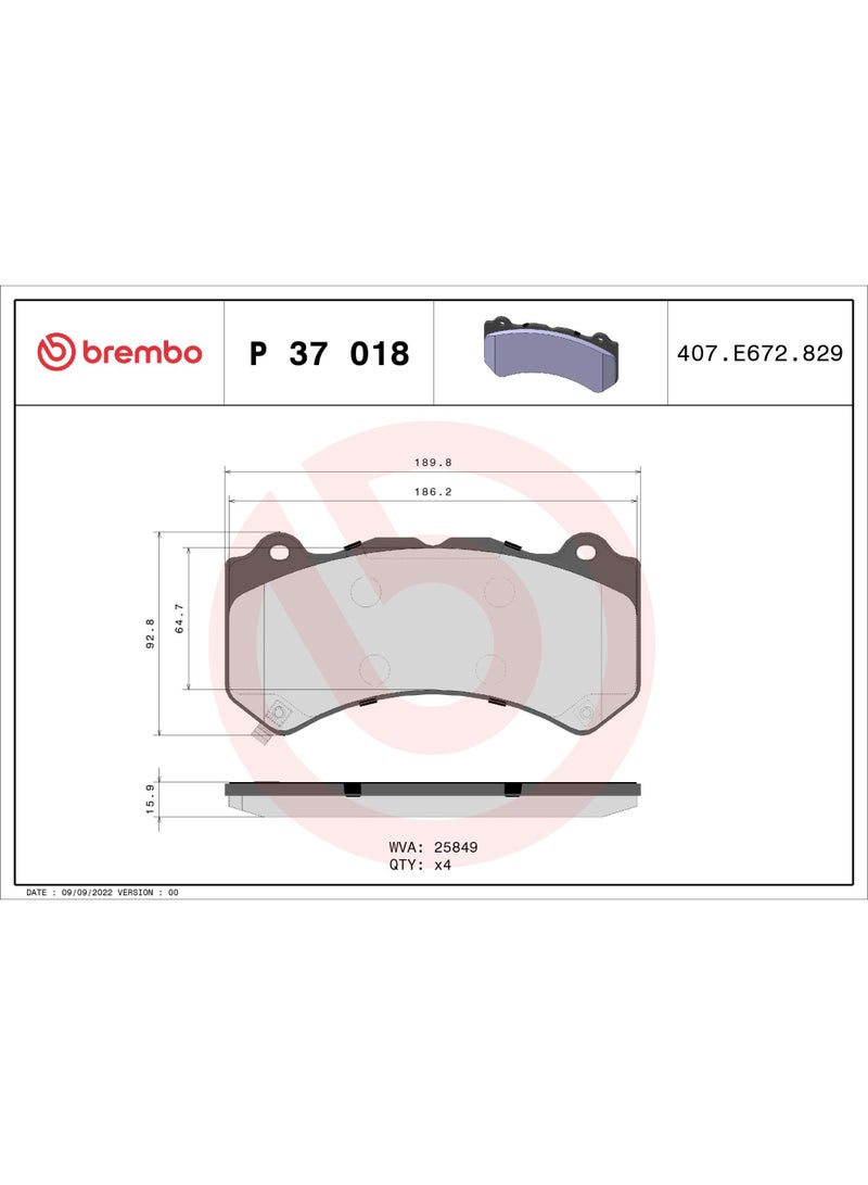 Brembo Brake Pad -P 37 018 - Image 1
