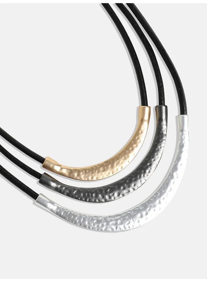 SOHI Dented Layered Artificial Necklace Jewellery