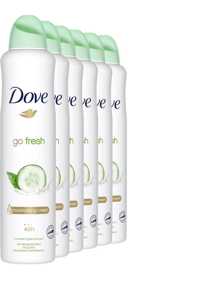 Dove go fresh cucumber and green tea antiperspirant 250mlx6 - Image 1