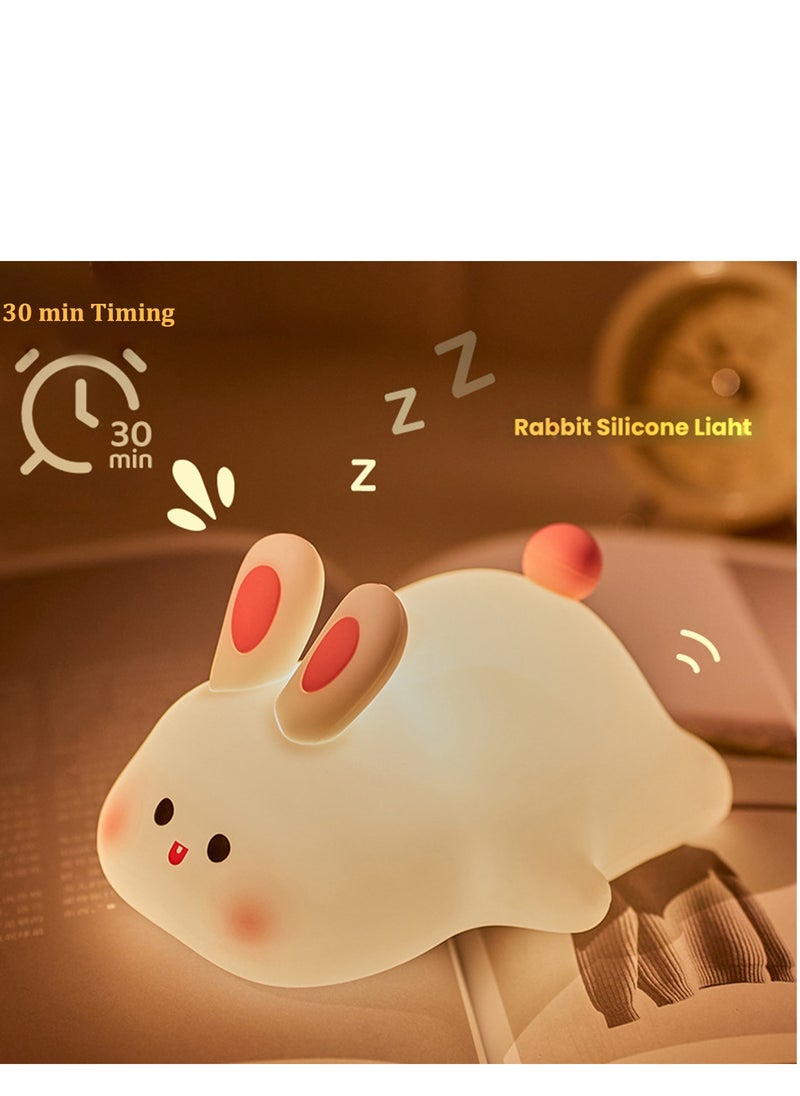 Generic - Rabbit Night Light for Kids, Cute Silicone lamp, Dimmable Rechargeable Bunny Nursery Night lamp, Bedside Lamp for Breastfeeding - Image 1