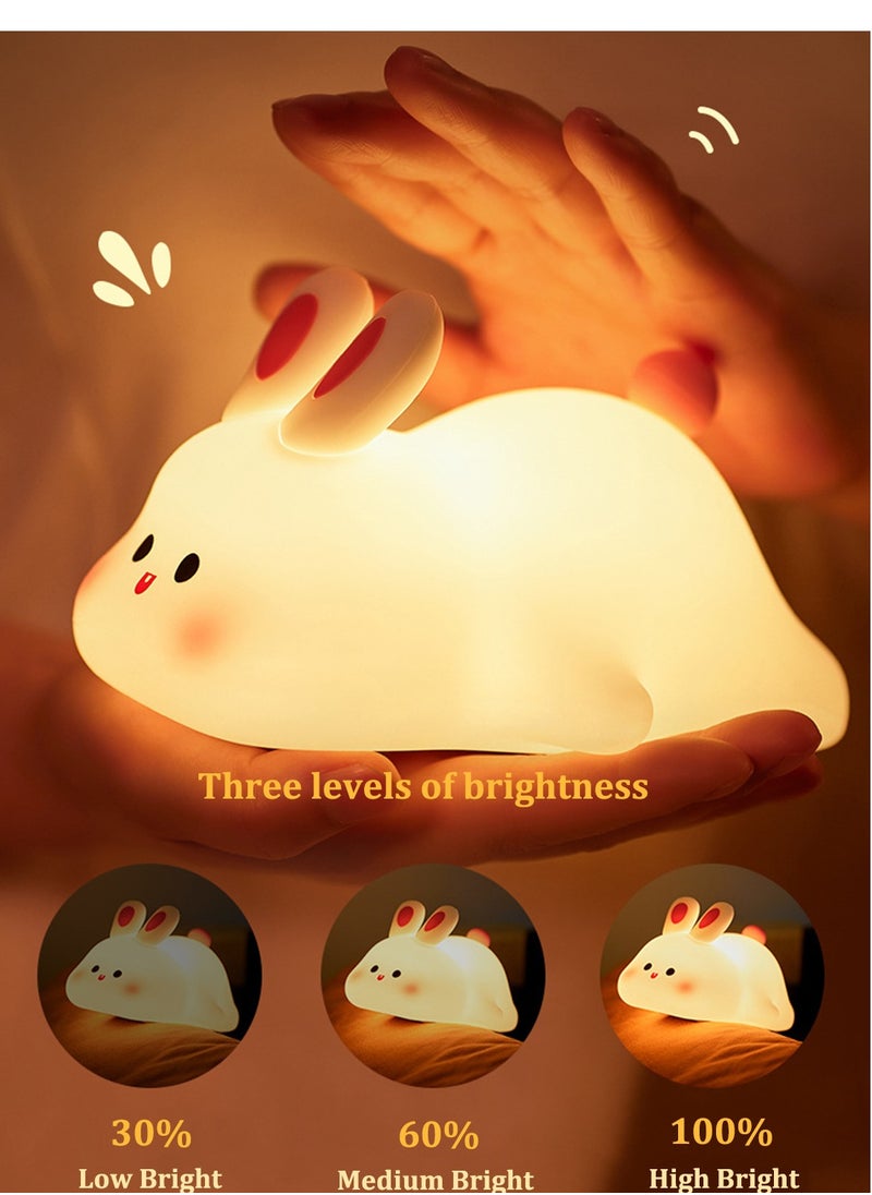 Generic - Rabbit Night Light for Kids, Cute Silicone lamp, Dimmable Rechargeable Bunny Nursery Night lamp, Bedside Lamp for Breastfeeding - Image 1