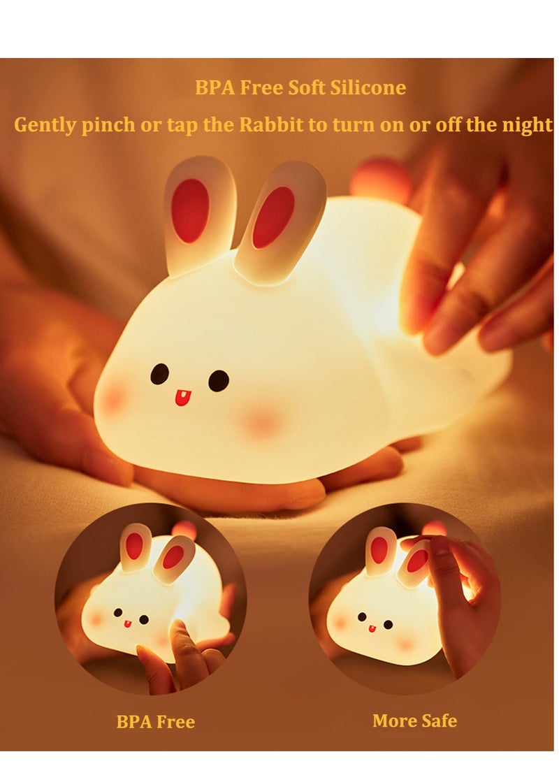 Generic - Rabbit Night Light for Kids, Cute Silicone lamp, Dimmable Rechargeable Bunny Nursery Night lamp, Bedside Lamp for Breastfeeding - Image 1