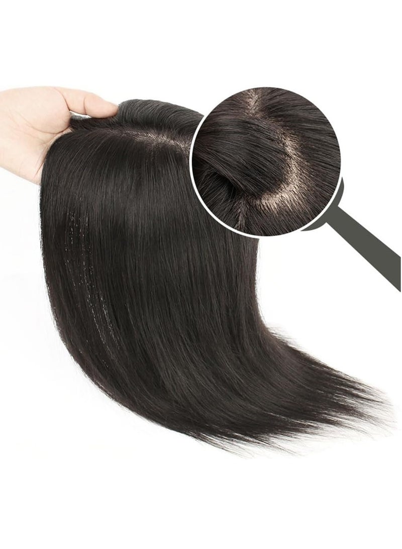 Estelle Silk Base Human Hair Toppers Clip In Hair Pieces Straight Cover White Hair Loss For Women Remy Black Hair (Nature Black Topper 8x12) - Image 5