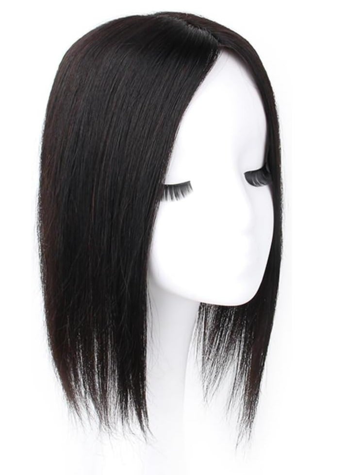 Estelle Silk Base Human Hair Toppers Clip In Hair Pieces Straight Cover White Hair Loss For Women Remy Black Hair (Nature Black Topper 8x12) - Image 2