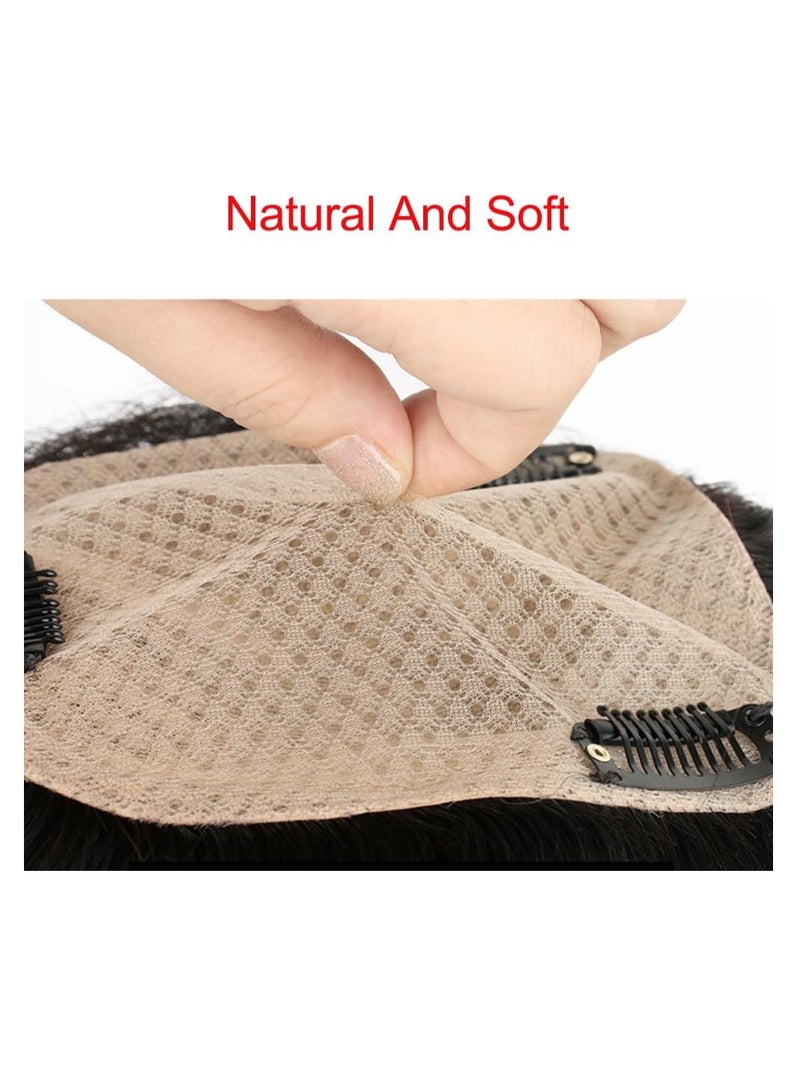 Estelle Silk Base Human Hair Toppers Clip In Hair Pieces Straight Cover White Hair Loss For Women Remy Black Hair (Nature Black Topper 8x12) - Image 4