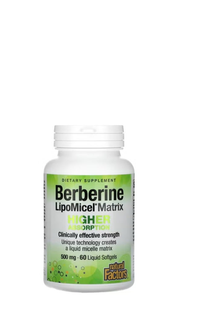 natural Factors Berberine LipoMicel Matrix 500 mg 60 Liquid Softgels