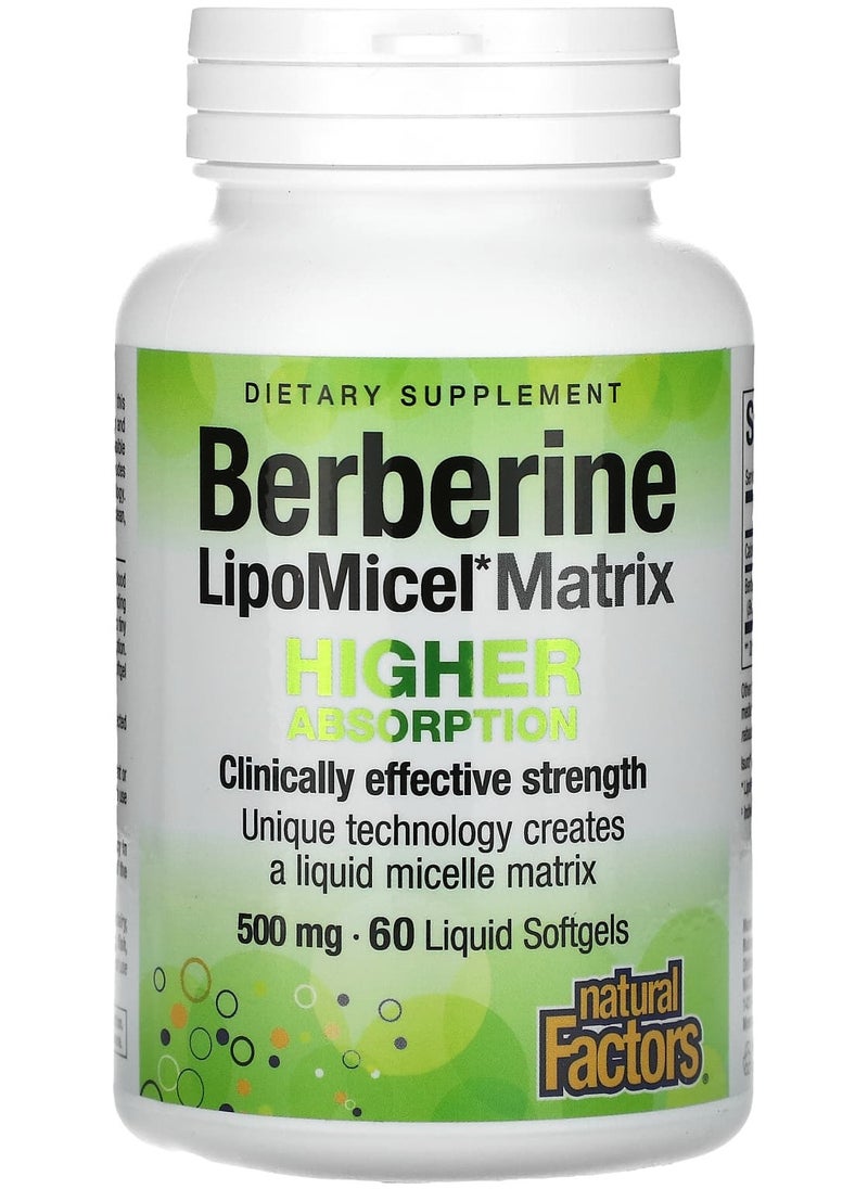 natural Factors - Berberine LipoMicel Matrix 500 mg 60 Liquid Softgels - Image 1