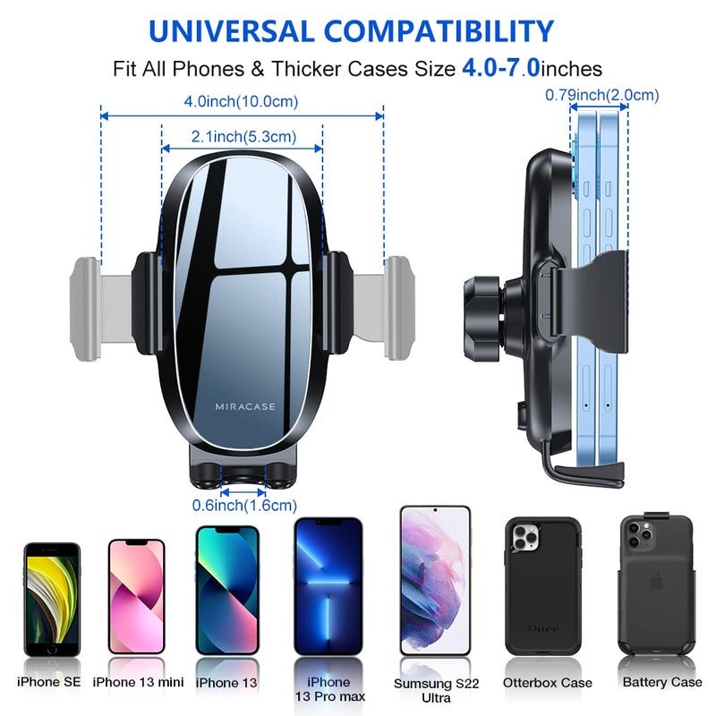Miracase Phone Holders for Your Car with Metal Hook Clip, Air Vent Cell Phone Car Mount, Hands Free Universal Automobile Cradle Fit for iPhone Android and All Smartphones, Classic Black - Image 3