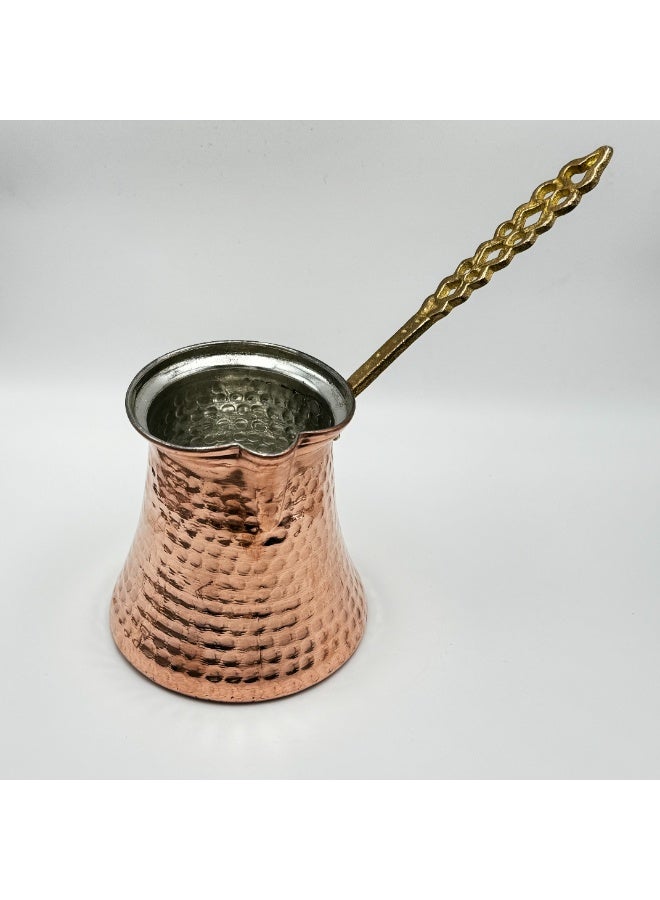 دلة قهوة نحاس مصنوع يدويًا – لون نحاسي أنيق، طراز عثماني أصيل، صناعة تركية - Image 2