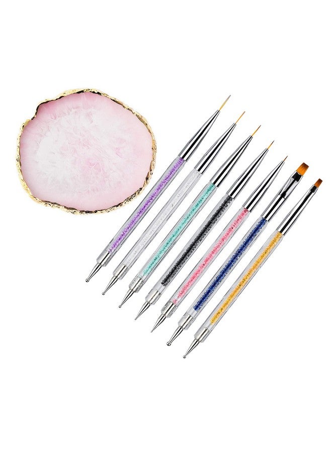 Mcduyant 8 Pieces Designs Brushes For Nail Art Resin Palette Gel Design Nail Art Dotting Tools Nail Gel Painting Brush Mixing Palette Nail Art Equipment - Image 1