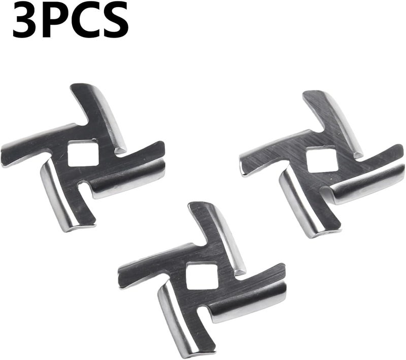 Stainless Steel Meat Grinder Blade with 8mm Inner Hole for MGB Series, 48mm Length Replacement Part for Home Kitchen Food Prep and Sausage Making(3PCS) - Image 3