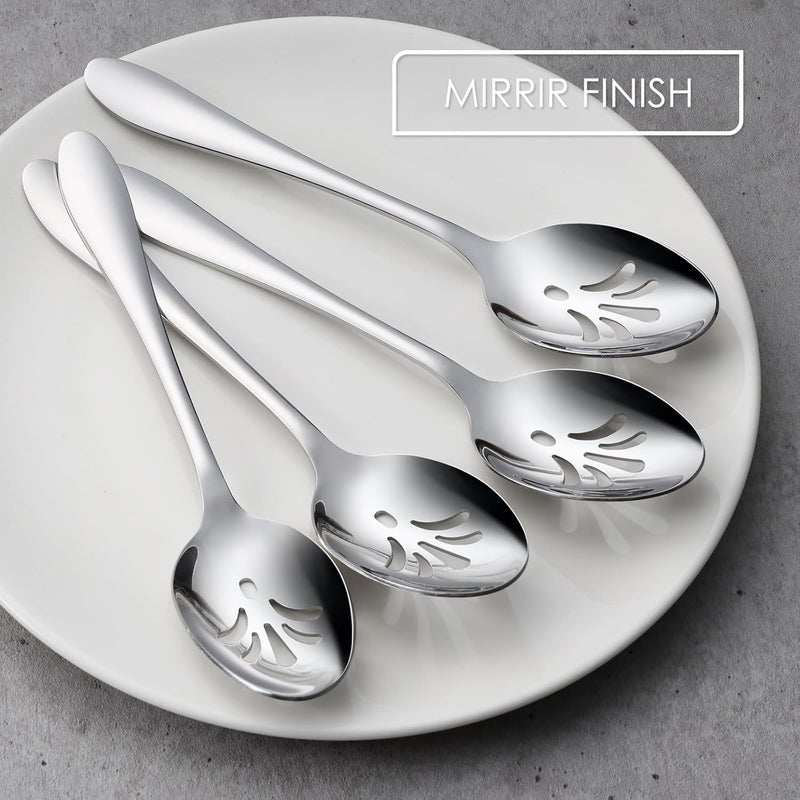 Stainless Steel Slotted Serving Spoons, 4-Piece Metal Tablespoons Hostess Serving Utensils Set for Catering Buffet Party Kitchen Restaurant, Dishwasher Safe - Image 4