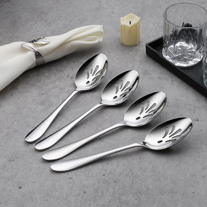 Stainless Steel Slotted Serving Spoons, 4-Piece Metal Tablespoons Hostess Serving Utensils Set for Catering Buffet Party Kitchen Restaurant, Dishwasher Safe - Image 3