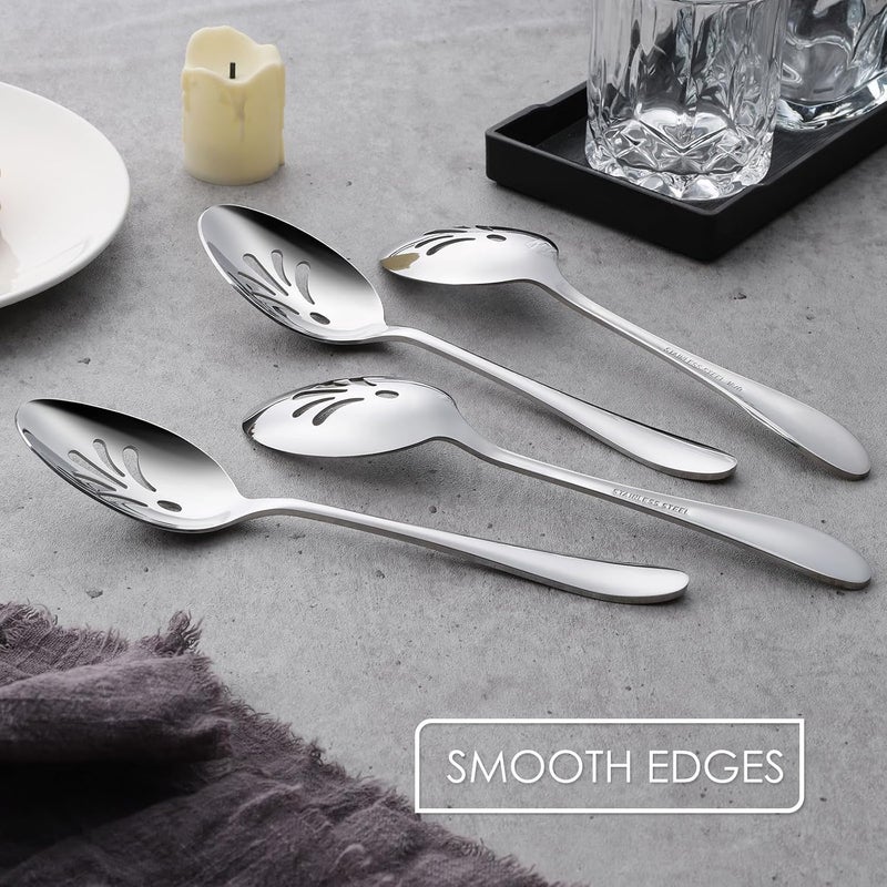 Stainless Steel Slotted Serving Spoons, 4-Piece Metal Tablespoons Hostess Serving Utensils Set for Catering Buffet Party Kitchen Restaurant, Dishwasher Safe - Image 5