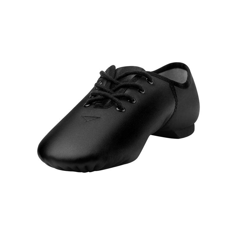 Linodes Leather Lace Up Unisex Jazz Shoe for Women and Men's Dance Shoes Black 5.5M - Image 1