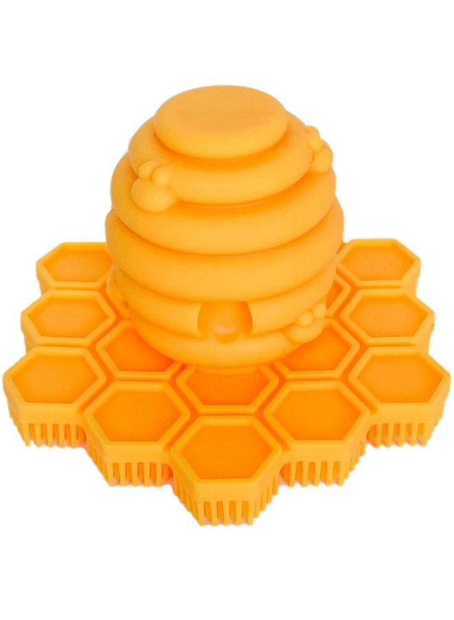 Little Bee Big Bee, Little Bee - Kids Original ScrubBEE, 100% Silicone Childrens Bath Scrubber, Promotes Effective Independent Hand & Body Washing, As Seen on Shark Tank (Marigold) - Image 1