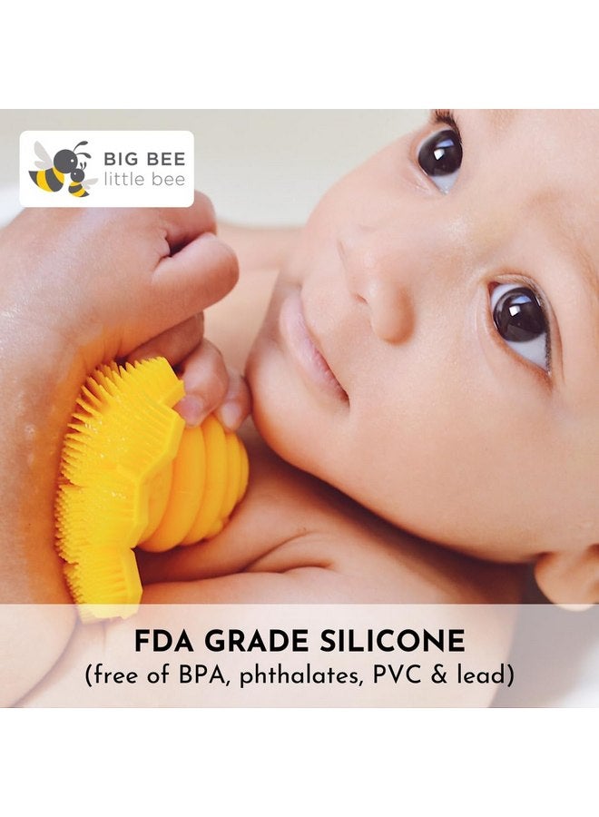 Little Bee Big Bee, Little Bee - Kids Original ScrubBEE, 100% Silicone Childrens Bath Scrubber, Promotes Effective Independent Hand & Body Washing, As Seen on Shark Tank (Marigold) - Image 2