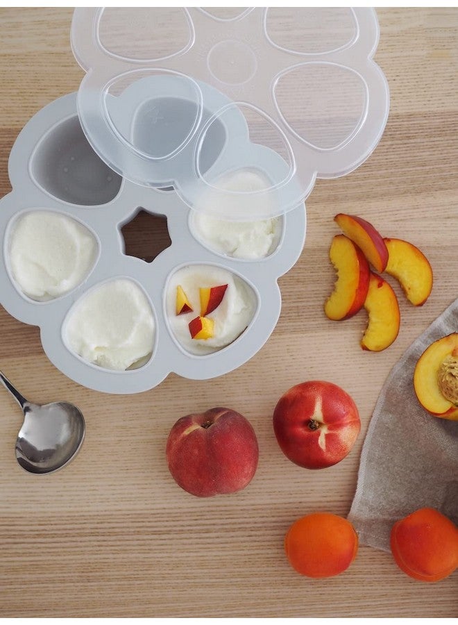 بيابا صينية تجميد طعام الأطفال من السيليكون عالية الجودة من Multiportions مع غطاء بمشبك، حاوية تخزين طعام الأطفال، صينية مكعبات الثلج لصنع طعام الأطفال منزلي الصنع، أساسيات الأطفال، 5 أونصة، سحابة - Image 3