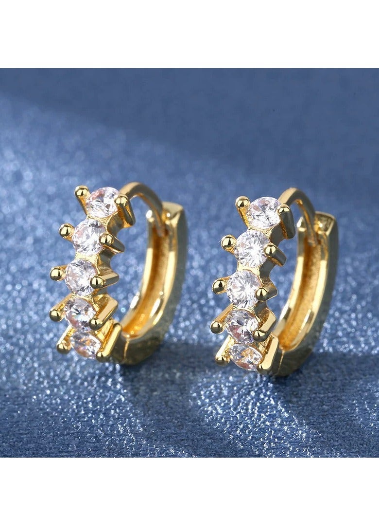 2025 New Luxury 925 Sterling Silver CZ Geometric Hoop Earrings – Fashionable Prong-Set Zircon Huggie Hoops, Hypoallergenic Jewelry for Women, Wedding & Daily Wear Accessories, Trendy Gift Idea - Image 1