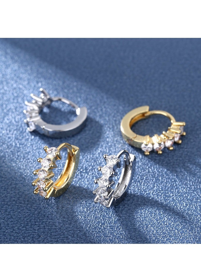 2025 New Luxury 925 Sterling Silver CZ Geometric Hoop Earrings – Fashionable Prong-Set Zircon Huggie Hoops, Hypoallergenic Jewelry for Women, Wedding & Daily Wear Accessories, Trendy Gift Idea - Image 2