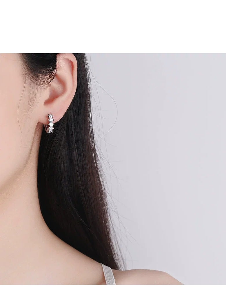 2025 New Luxury 925 Sterling Silver CZ Geometric Hoop Earrings – Fashionable Prong-Set Zircon Huggie Hoops, Hypoallergenic Jewelry for Women, Wedding & Daily Wear Accessories, Trendy Gift Idea - Image 3