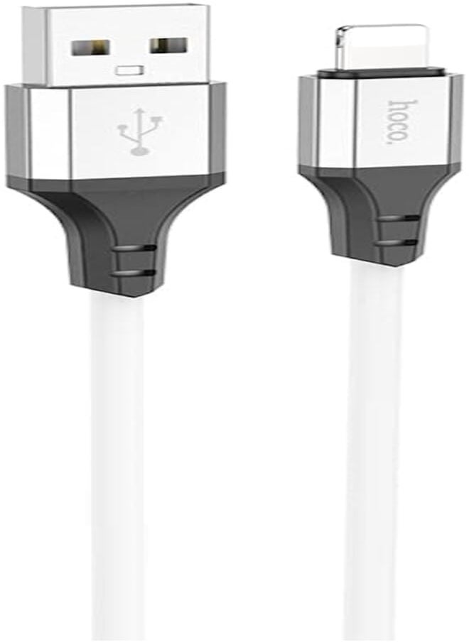 Hoco Hoco X86 - Spear Silicone Charging And Data Transmittion Cable (2.4A - 1M), USB-A To Lightning Plug, Compatible With Apple iPhone iPad Airpods - White 
