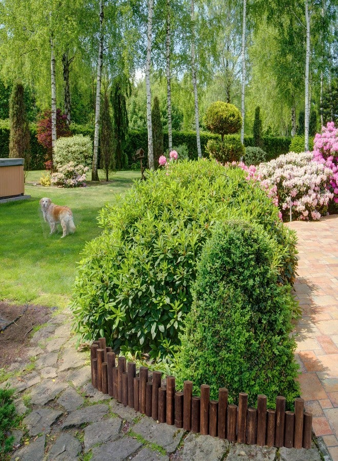Worth Garden Log Rolls Edging - Wooden Short Fence Border - 6.5 in. H x 47 in. L Burnt Wood Finish Outdoor Garden Lawn Landscape Edging Flexible Decorative Heavy-Duty Tree Fence Border - Image 3