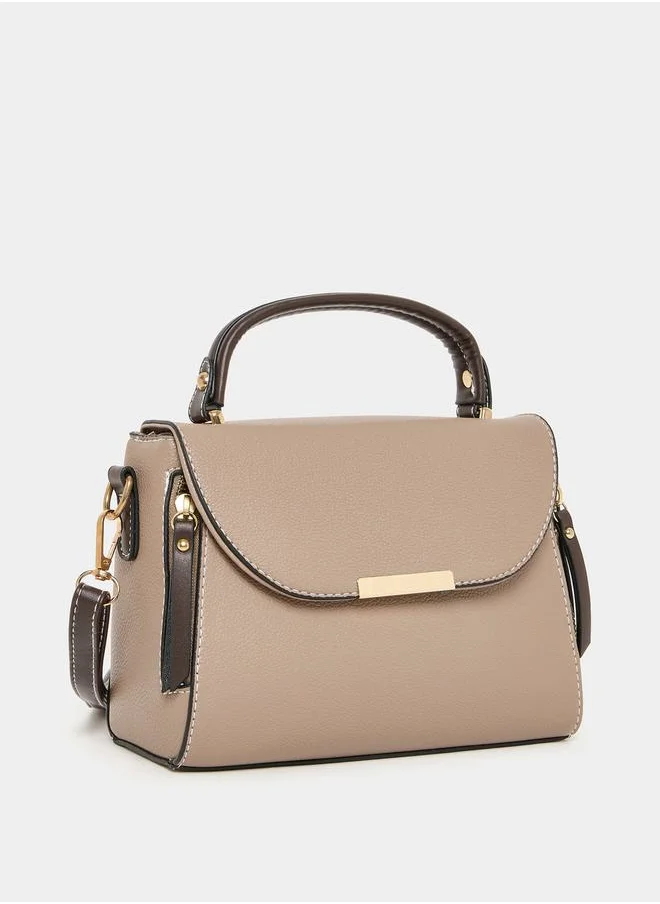 ستايلي Metal Accent Contrast Detail Satchel Handbag