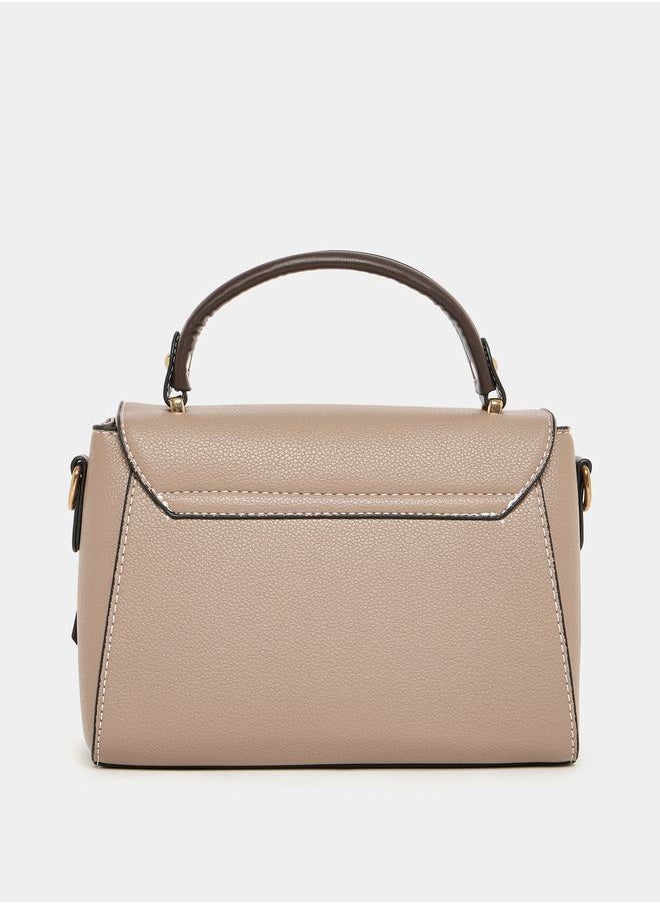 Styli Metal Accent Contrast Detail Satchel Handbag  - Image 3