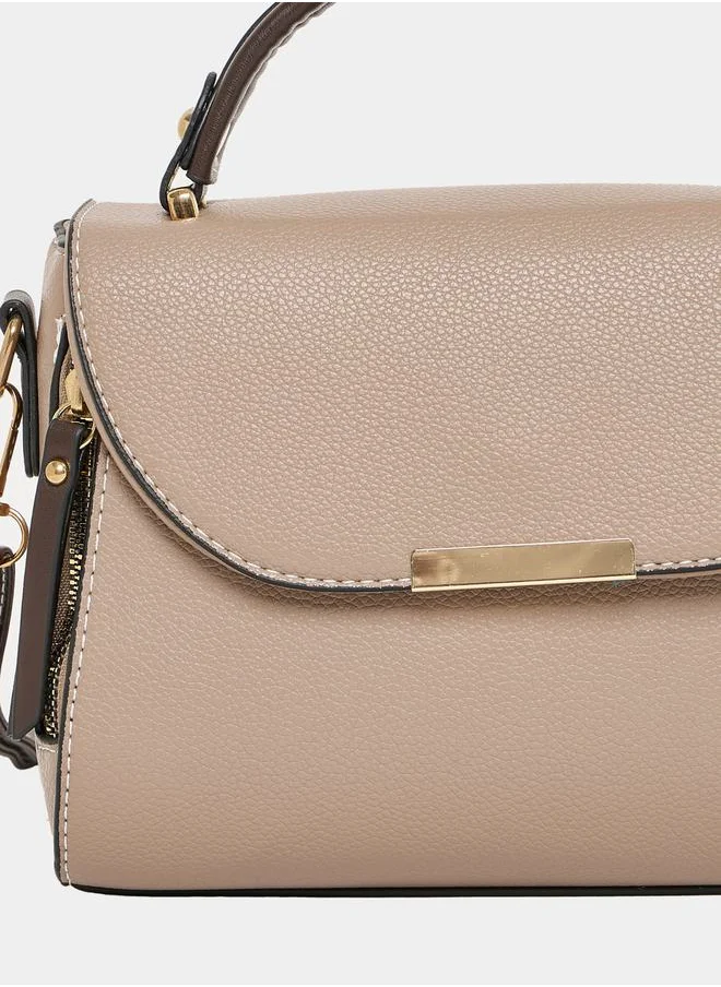 ستايلي Metal Accent Contrast Detail Satchel Handbag