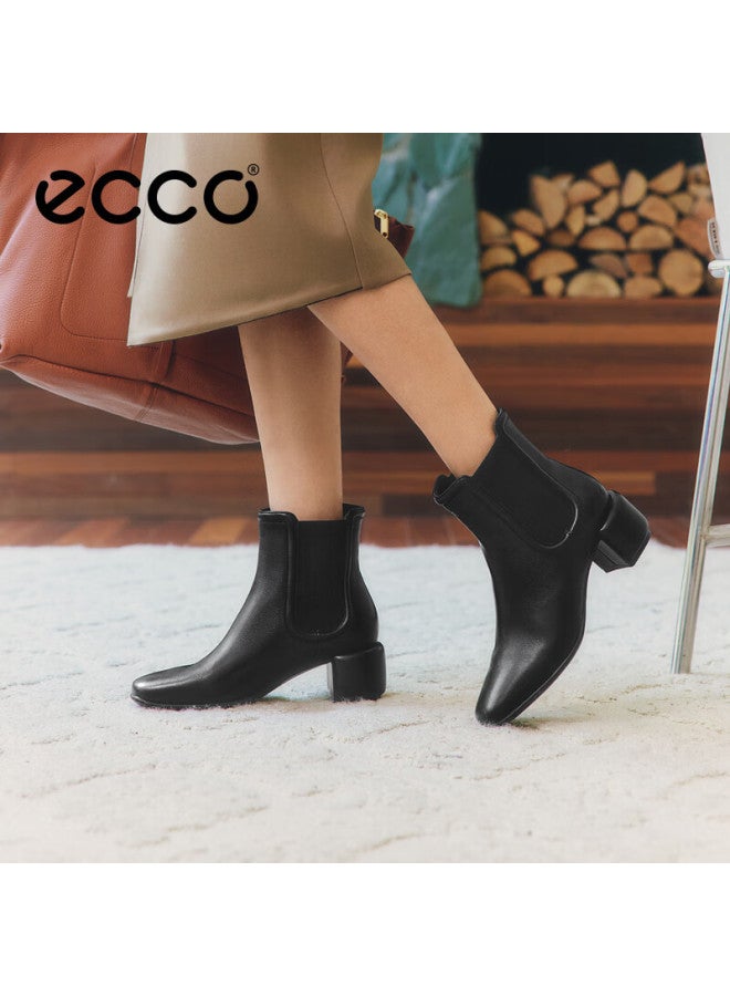 Ecco Minimalist Chic Chunky Heel Short Chelsea Boots For Women, Square Toe, Model 290993, Black, Size 39 - Image 1
