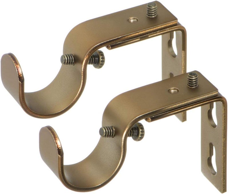 Ivilon Short Projection Brackets for Curtain Rods - for 7/8 or 1 Inch Rods. Set of 2 - Warm Gold - Image 1