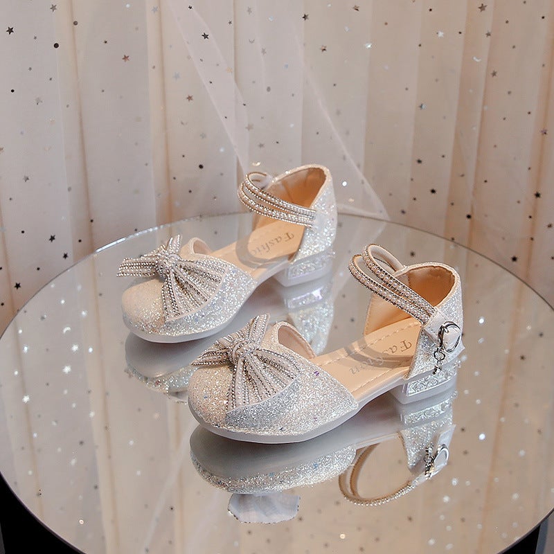 Girls'' Princess Shoes 2026 New Model Children''s Sandals Summer Little Girl Crystal Shoes High Heels Girls'' Leather Shoes Soft Sole - Image 3