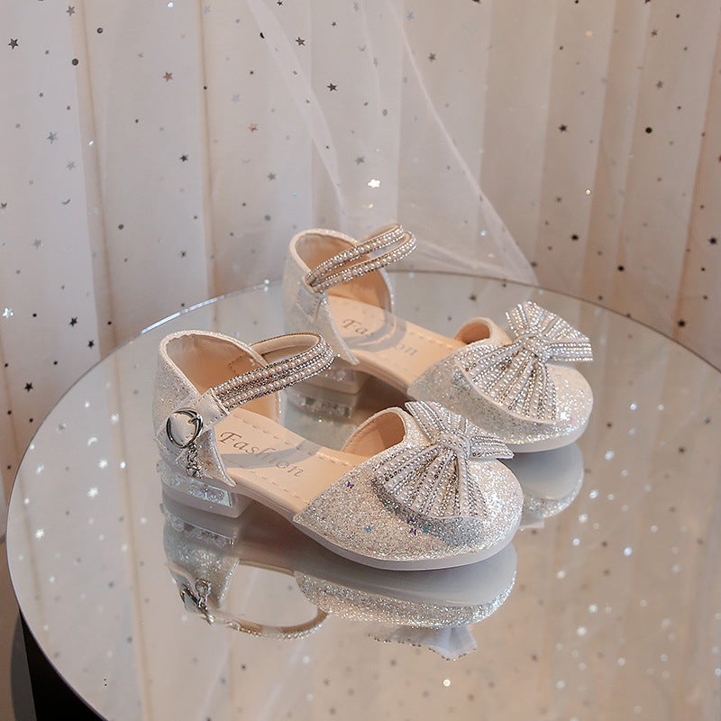 Girls'' Princess Shoes 2026 New Model Children''s Sandals Summer Little Girl Crystal Shoes High Heels Girls'' Leather Shoes Soft Sole - Image 2