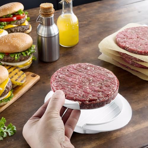 NatldGs Hamburger Press Patty Maker Burger Press Mold Perfectly Sized 4.6” Burger Mold Rings Easy Release Round Hamburger Patty Press for Grill Accessories Set (1 Piece) White - Image 3