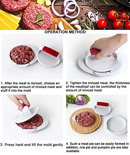 NatldGs Hamburger Press Patty Maker Burger Press Mold Perfectly Sized 4.6” Burger Mold Rings Easy Release Round Hamburger Patty Press for Grill Accessories Set (1 Piece) White - Image 2