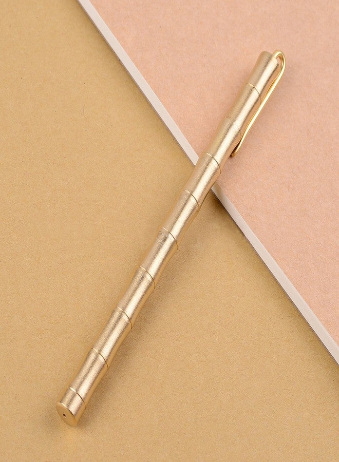 EKLOEN Bamboo Joint Brass Pen Portable Delicate Signature Pen Ballpoint Pen with Clip - Image 1