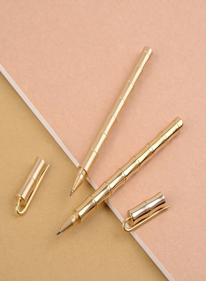 EKLOEN Bamboo Joint Brass Pen Portable Delicate Signature Pen Ballpoint Pen with Clip - Image 4
