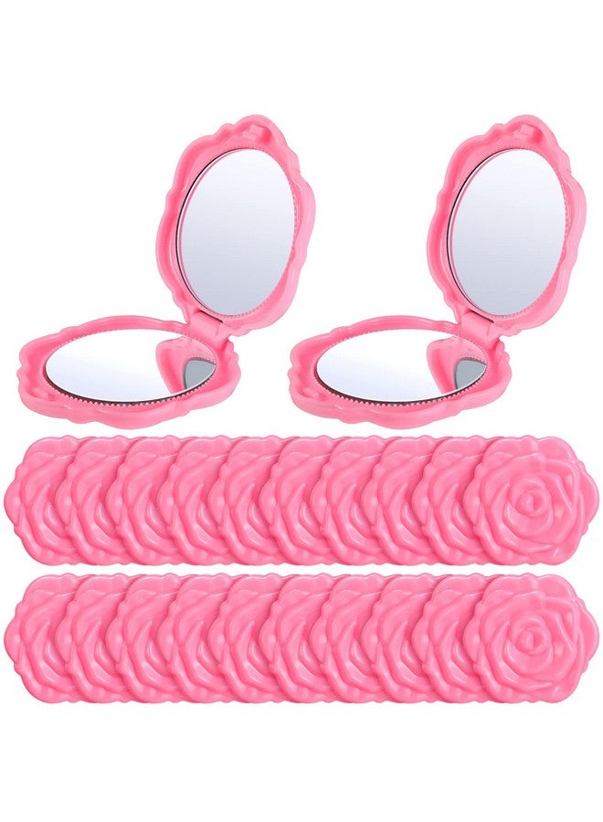 يوليجو 20 حزمة مرآة مدمجة مرآة وردية بلاستيكية صغيرة للسفر مرآة مكياج محمولة قابلة للطي على شكل زهرة وردية مرآة مدمجة هدية لوصيفات العروس للنساء والفتيات وحفلات الزفاف - Image 1
