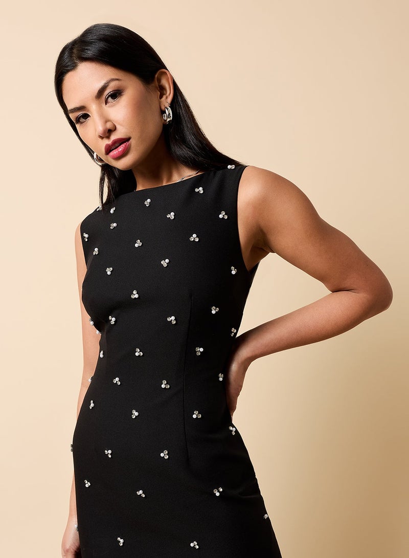 Printed Crew Neck Mini Dress